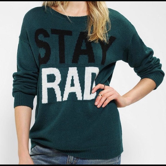 Urban Outfitters Sweaters - Urban Outfitters Stay Rad Green Boyfriend Sweater